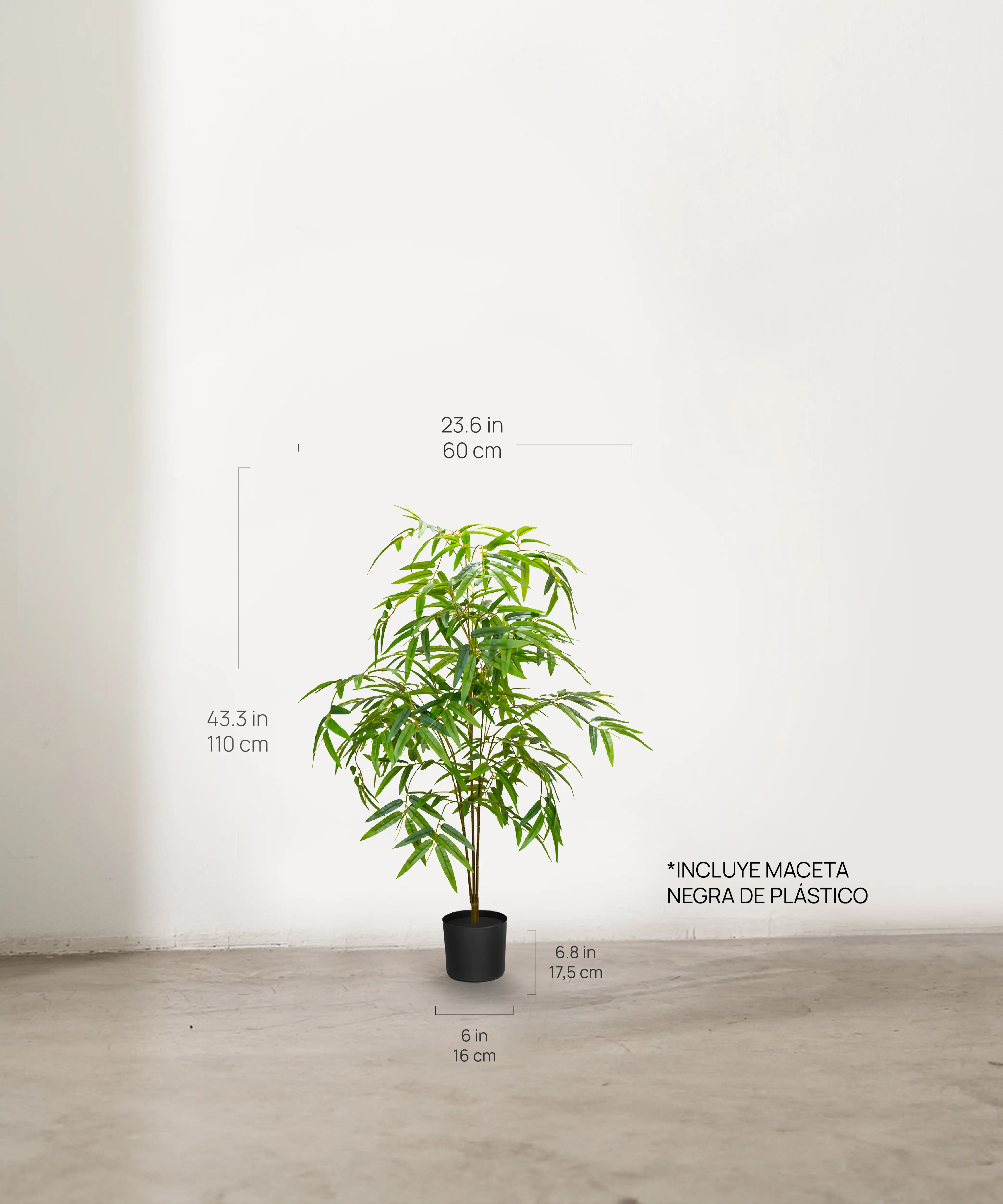 Bambú Artificial Minimal 110 MAIA SHOP Medidas