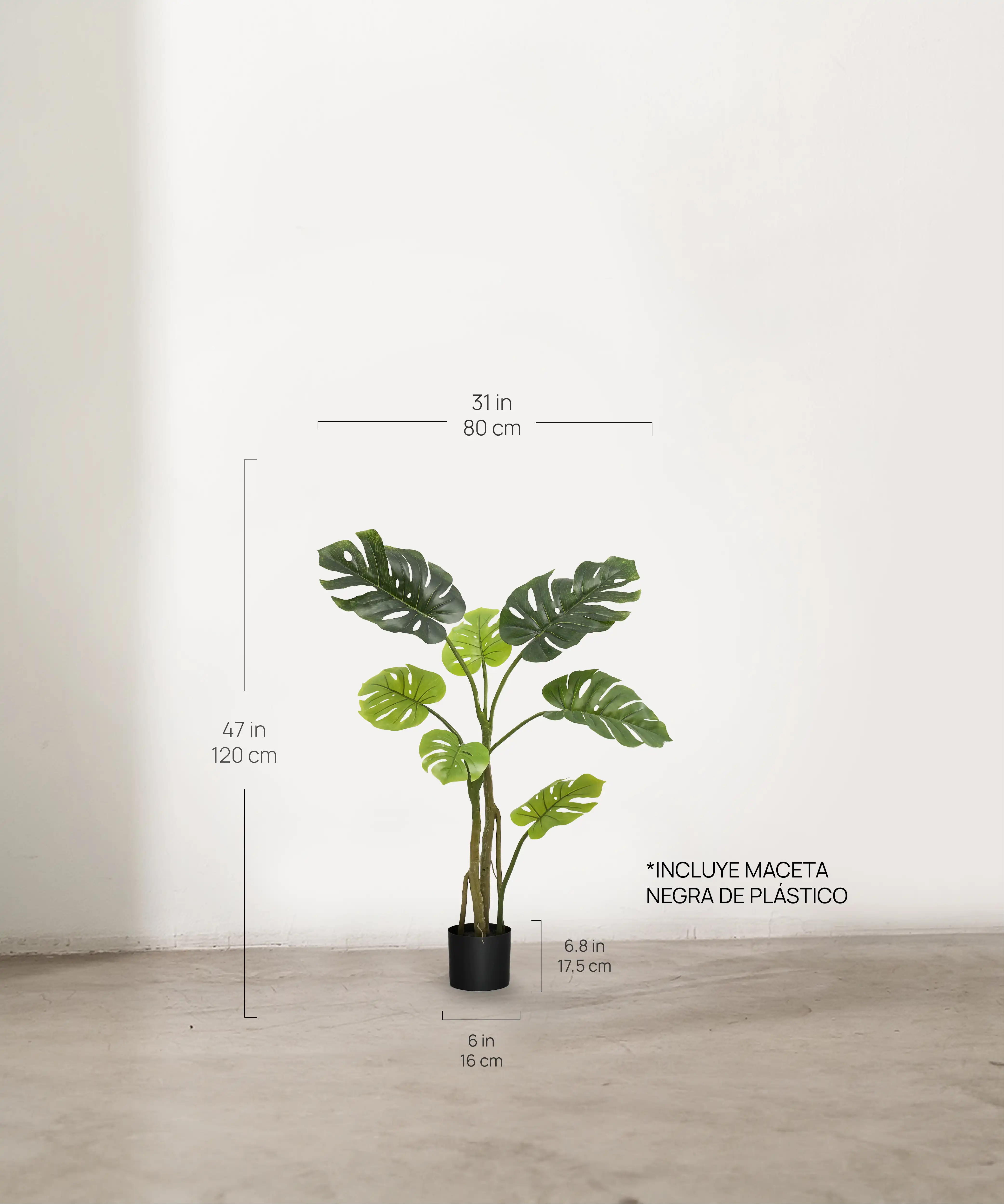 Medidas Monstera Artificial 120 MAIA SHOP
