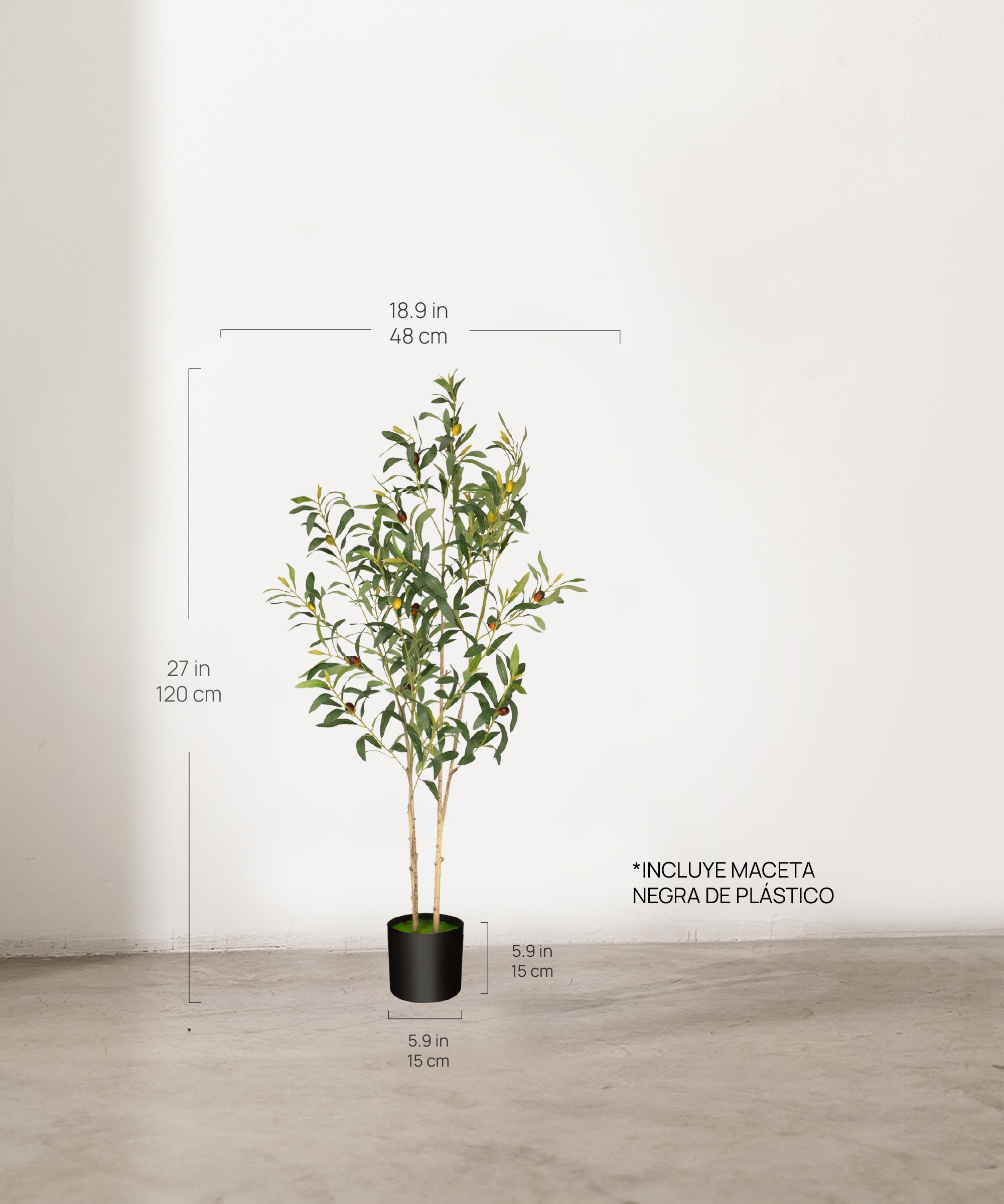 Medidas Olivo artificial Flair 120 cm MAIA SHOP