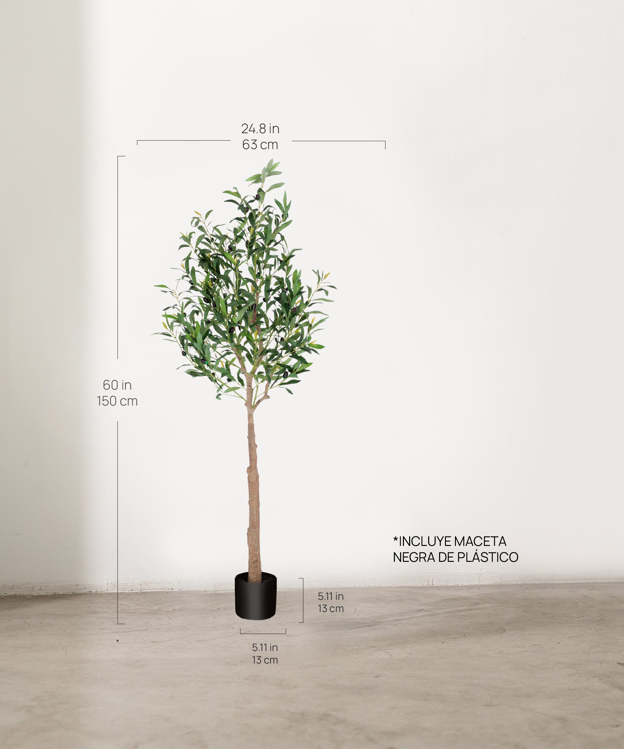 Medidas Olivo artificial Moon 150 cm MAIA SHOP