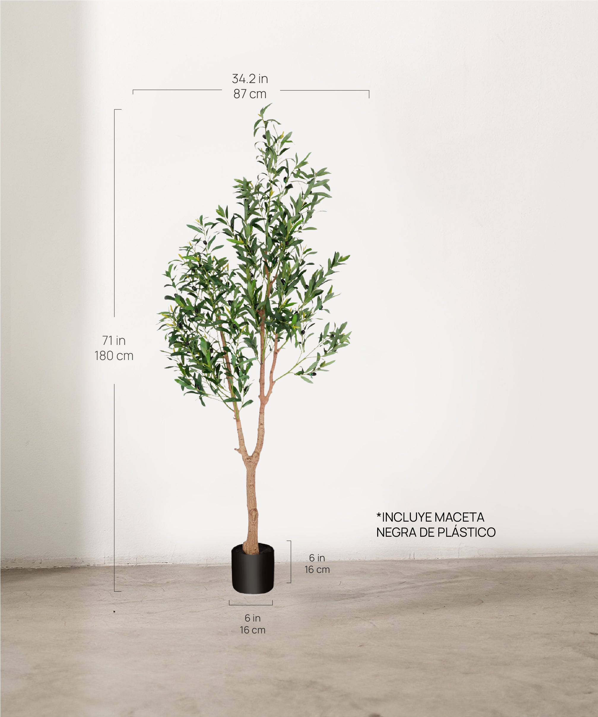 Medidas Olivo artificial Moon 180 cm MAIA SHOP
