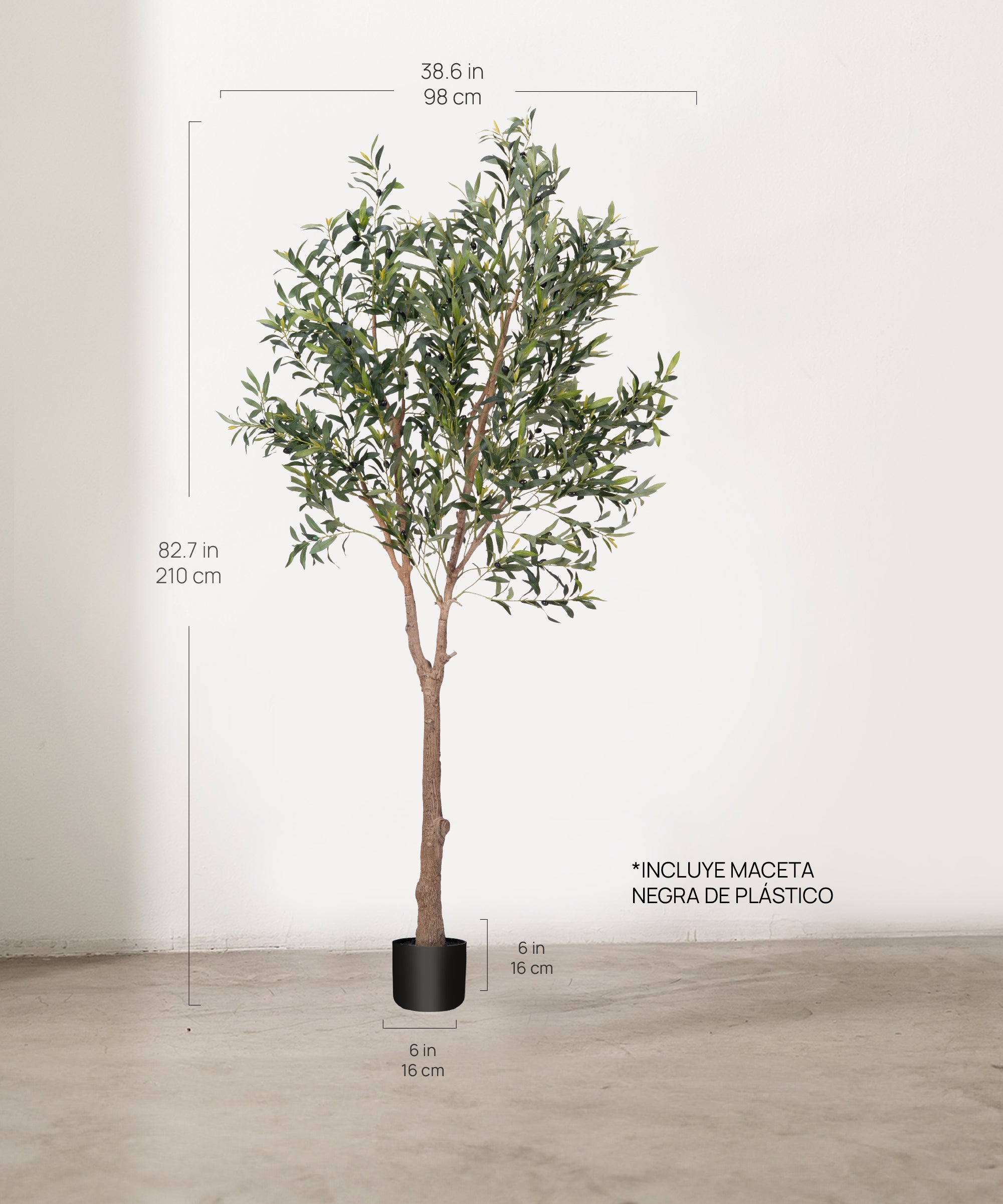 Medidas Olivo artificial Moon 210 cm MAIA SHOP