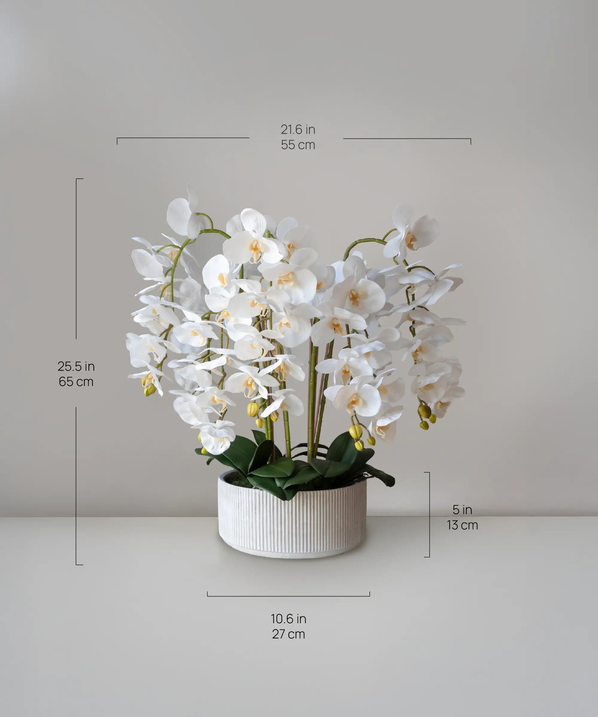Orquidea artificial Flor Blanca Detalle Medidas MAIA SHOP