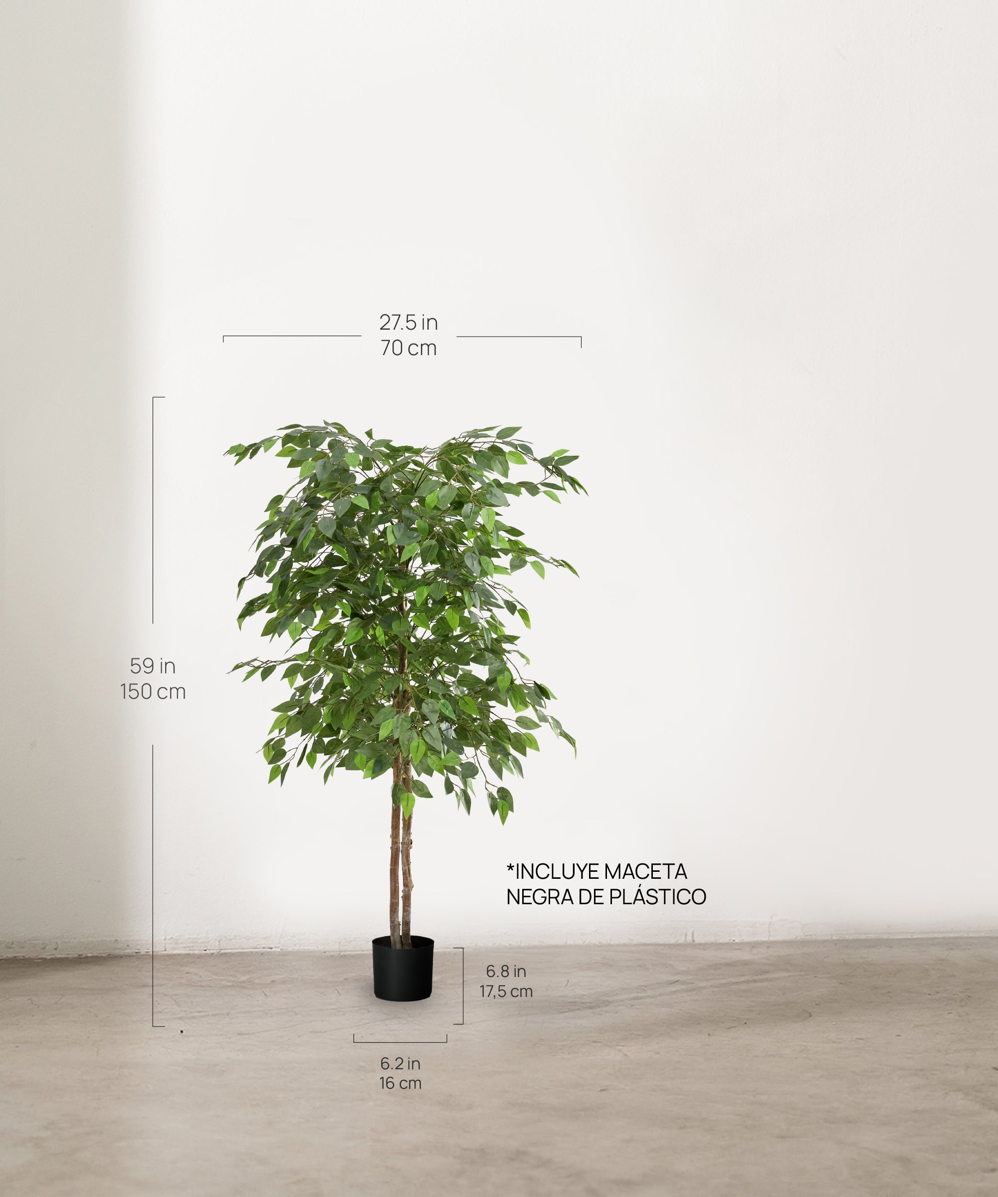 ficus artificial 150 medidas