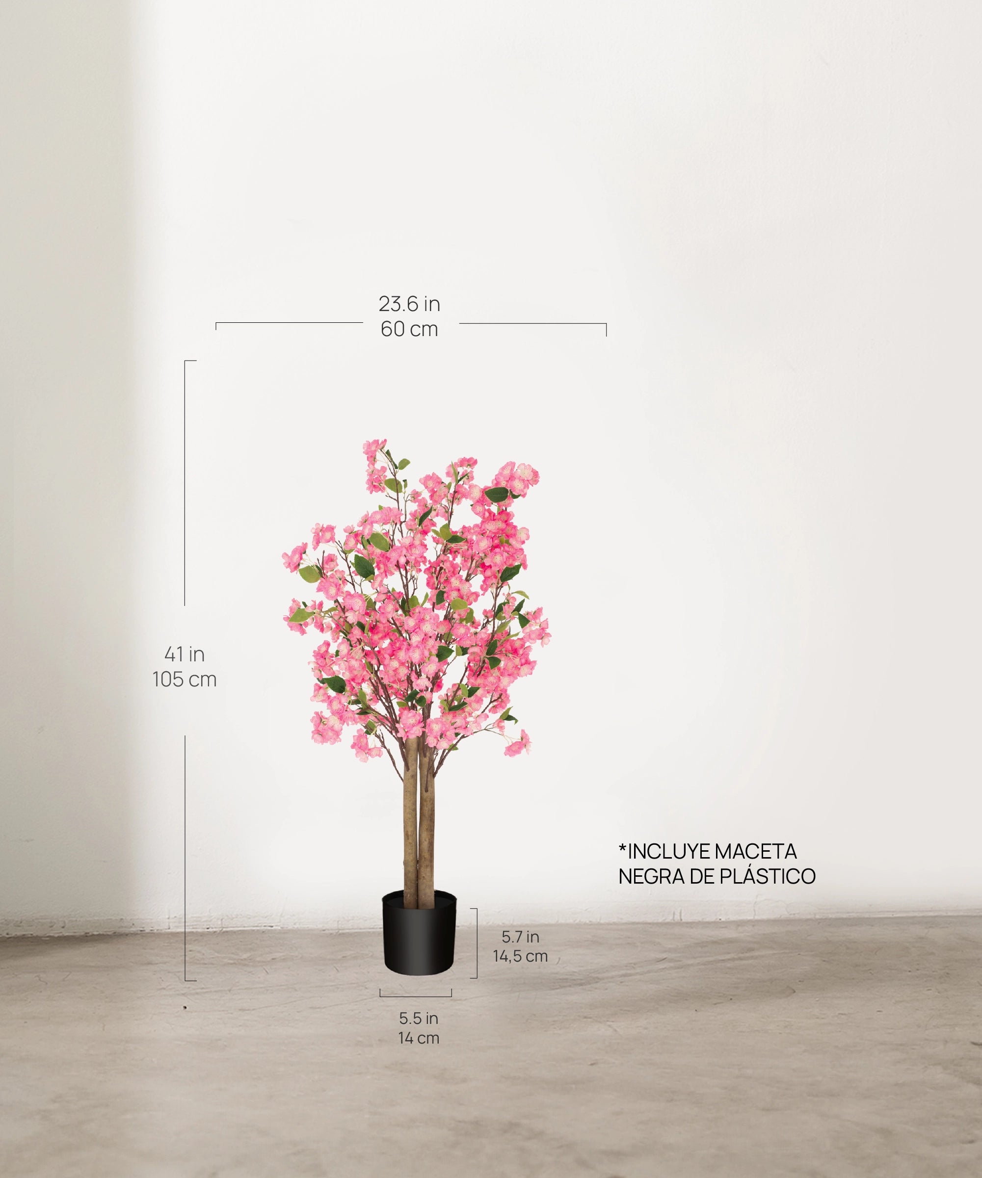 Medidas Almendro Rosa Artificial 105 cm MAIA SHOP