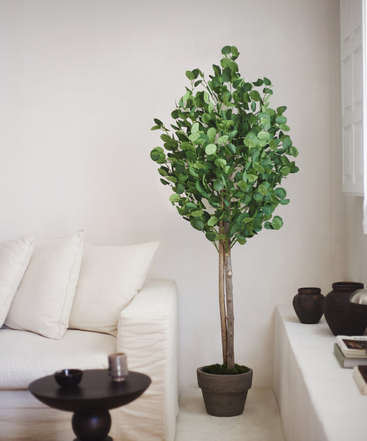 LIANTRAL Grand Eucalyptus Artificiel 180 Cm – Feuilles Ultra-réalistes En Soie, Plante D’intérieur Sans Entretien Pour Salon, Bureau Et Déco Moderne